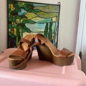 breckelles brown platform wedge sandals heels shoes